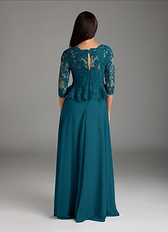 Azazie Averie Mother of the Bride Dresses Ink Blue A-Line Boatneck Sequins Chiffon Dress image6