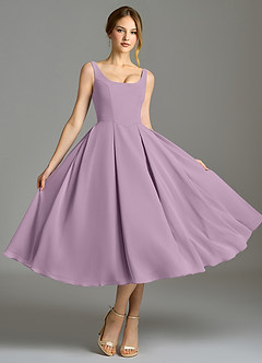 Azazie Amalie Abiti da Damigella Abito A-Line in Chiffon Plissettato Glicine image5