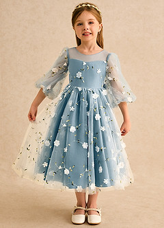 Azazie Elowen vestidos de niña de las flores Vestido Bermudas de Encaje de Línea A con Escote corazón image1