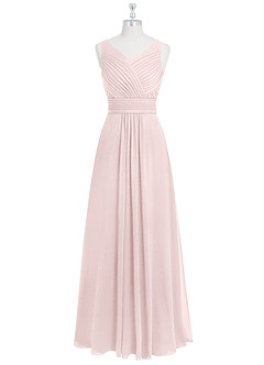 Azazie Pierrette Final Sale Blushing Pink A-Line Pleated Chiffon Dress image7