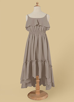 Azazie Karmen Flower Girl Dresses Taupe A-Line Ruched Chiffon Dress image6