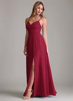 Azazie Terese Bridesmaid Dresses Burgundy A-Line Pleated Chiffon Dress image4
