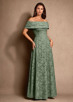 Azazie New Britain Mother of the Bride Dresses Matcha A-Line Pleated Floral Burnout Dress image2