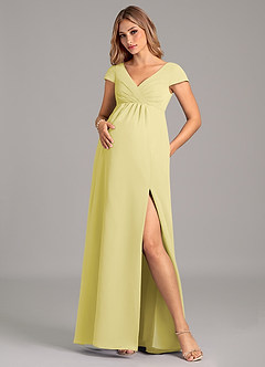 Azazie Allessia Maternity Bridesmaid Dresses A-Line Pleated Chiffon Floor-Length Dress image1