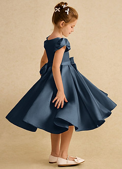 Azazie Pearl Flower Girl Dresses Neptune Ball-Gown Pleated Matte Satin Dress image3