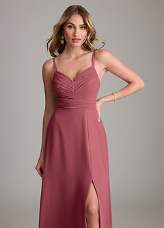 Azazie Terese Bridesmaid Dresses Merlot A-Line Pleated Chiffon Dress image5