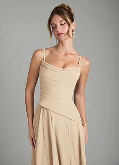 Azazie Gabriela Robes de demoiselle d'honneur Robe Trapèze en Mousseline de soie Corset Champagne image9