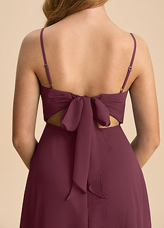 Azazie Shale Junior Vestido Cabernet de Chiffon de Linha A com Arco image7
