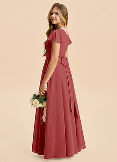 Azazie Cady Junior Rust A-Line Pleated Chiffon Dress image6