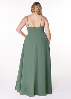 Azazie Moira Bridesmaid Dresses Eucalyptus A-Line Scoop Chiffon Dress image9