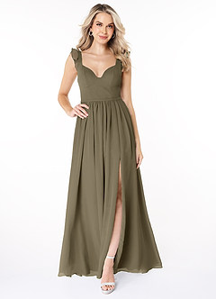 Azazie Stassie Bridesmaid Dresses Willow Green A-Line Sweetheart Ruched Chiffon Dress image3