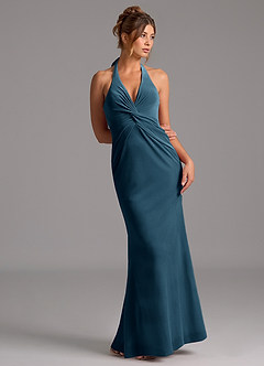 Azazie Valerie Bridesmaid Dresses Blue Topaz Mermaid Velvet Dress image5