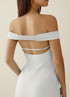 Gwendonme White Satin Crystal Linen Prom Dress image6