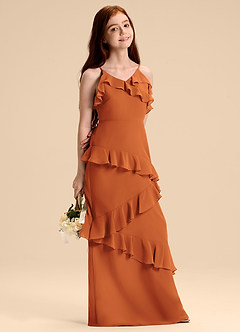 Azazie Evara Junior Cinnamon A-Line Chiffon Dress image6