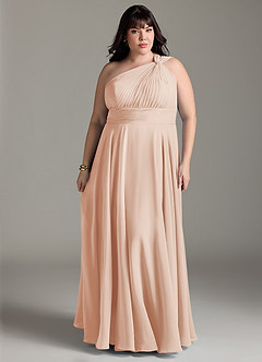 Azazie Charlize Bridesmaid Dresses English Rose A-Line One Shoulder Chiffon Dress image7