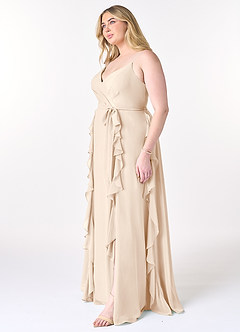 Azazie Peyton Bridesmaid Dresses White Alabaster A-Line Ruched Chiffon Dress image9