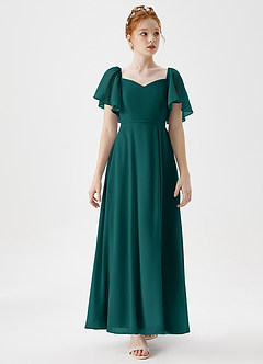 Azazie Chloe Junior Peacock A-Line Sweetheart Neckline Chiffon Dress image5