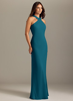 Azazie Doretta Bridesmaid Dresses Ink Blue Mermaid Pleated Chiffon Dress image3