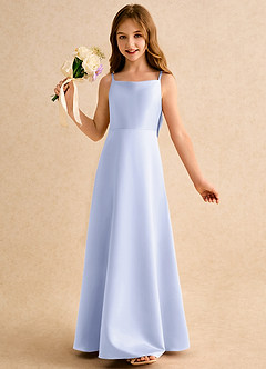 Azazie Joella Girls Formal Abiti da Ragazza di Fiori Abito A-Line in Raso Opaco Plissettato Lavanda image3