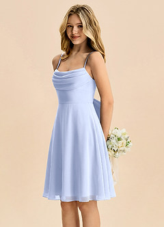 Azazie Bear Junior Ice A-Line Pleated Chiffon Dress image4