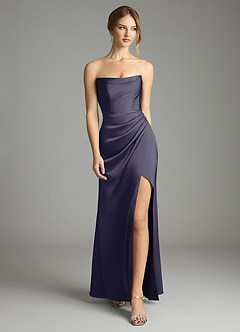 Azazie Leonis Bridesmaid Dresses Stormy Mermaid Pleated Stretch Satin Convertible Dress image5