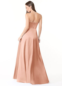 Azazie Halsey Brautjungfernkleider Etui Seitliche Cut-Outs Stretch-Satin Kleid Roségold image2