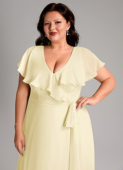 Azazie Lainey Brudtärnklänningar Klä av A-Linje i Chiffong med fickor Citronsorbet image13