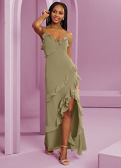 Barbie ♥ Azazie Abiti da Damigella Abito Tubino in Chiffon Verde Muschio image9