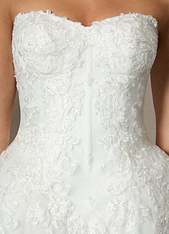 Azazie Sonnet Robes de mariée Robe Princesse en Dentelle Sans bretelle Blanc De Diamant image4