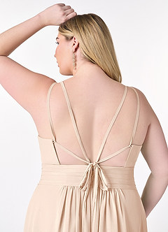Azazie Farren Bridesmaid Dresses White Alabaster A-Line Pleated Chiffon Convertible Dress image16