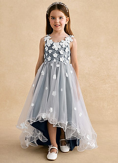 Azazie Celia Flower Girl Dresses Neptune A-Line Lace Tulle Dress image7