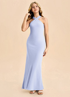 Azazie Doretta Junior Osłona Pofałdowany Szyfon Długość podłogi Młodsza druhna Sukienka image3