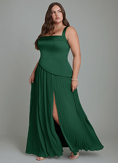 Azazie Stephanie Bridesmaid Dresses Dark Green A-Line Pleated Stretch Satin Dress image11