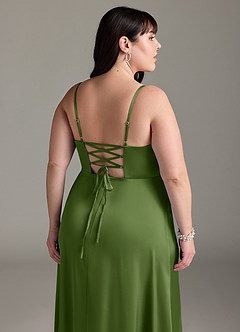 Azazie Marchella Bridesmaid Dresses Juniper A-Line Corset Stretch Satin Dress image12