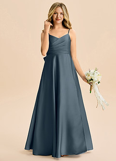 Azazie Rumi Junior Klä av A-Line i Stretch Satin Plisserad image4