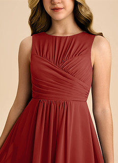 Azazie Skyla Junior Terracotta A-Line Pleated Chiffon Dress image7