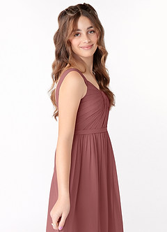Azazie Evie Junior Amethyst A-Line Pleated Chiffon Dress image4