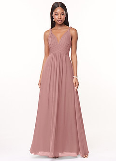Azazie Maren Brautjungfernkleider A-Linie Plissee Chiffon Kleid Altrosa image1