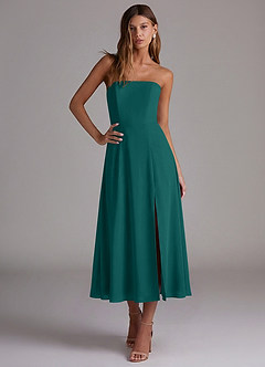Azazie Wren Bridesmaid Dresses Peacock A-Line Strapless Chiffon Dress image4