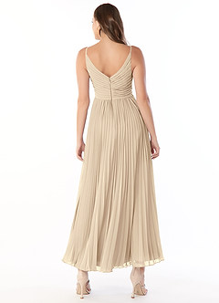 Azazie Raychelle Brautjungfernkleider A-Linie V-Hals Chiffon Kleid Champagner image2