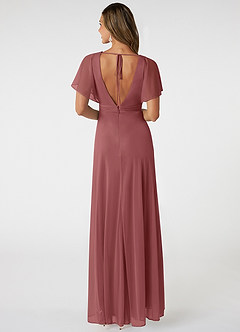 Azazie Tiara Final Sale Dusty Blue A-Line Pleated Mesh Dress image2