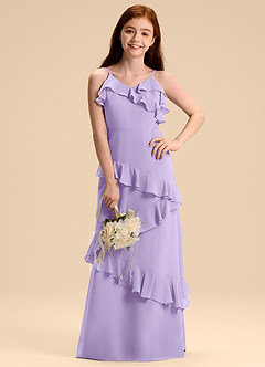 Azazie Evara Junior Abito A-Line in Chiffon Lilla image4