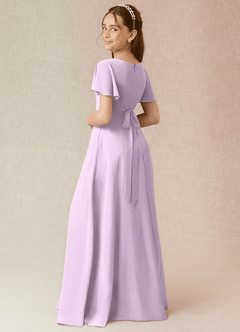 Azazie Induh Junior Frosted Lilac A-Line Ruched Chiffon Dress image2
