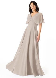 Azazie Pamela Bridesmaid Dresses Frost A-Line V-Neck Pleated Chiffon Dress image1