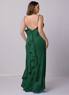 Barbie ♥ Azazie Bridesmaid Dresses Dark Green Mermaid Bow Stretch Satin Dress image6