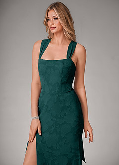Azazie Luci Bridesmaid Dresses Pine Mermaid Pleated Floral Burnout Convertible Dress image4