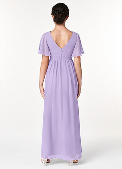 Azazie Temeka Junior Lilac A-Line Pleated Chiffon Dress image2