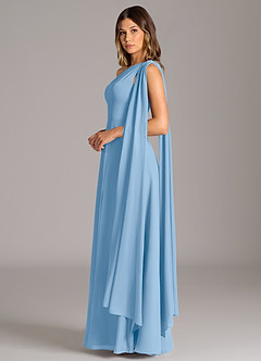 Azazie Tella Robes de demoiselle d'honneur Robe Trapèze en Mousseline de soie Asymétrique Poudre Bleue image5