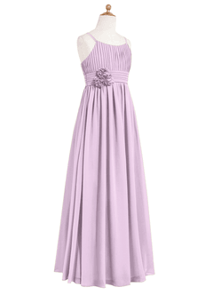 Azazie Astrid Junior Frosted Lilac A-Line Floral Chiffon Dress image6