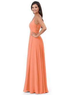 Azazie Lennon Bridesmaid Dresses Sunset A-Line Lace Chiffon Dress image7